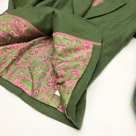 Vintage Lilly Pulitzer Wool Blend Blazer Jacket Green Size 4 - Picture 13 of 13